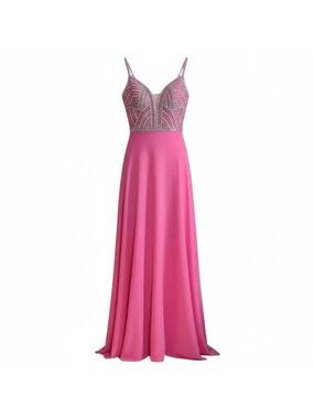 Vienna Prom Dress Pink with Silver Rhinestones Size 2